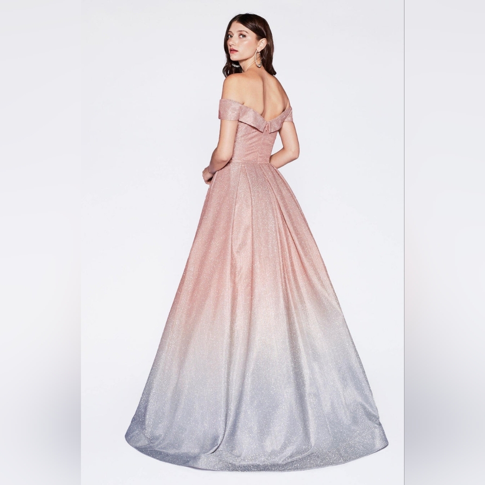 NWT CR839 Off shoulder ball gown with glitter ombre fabric Size 12 - Picture 3 of 9